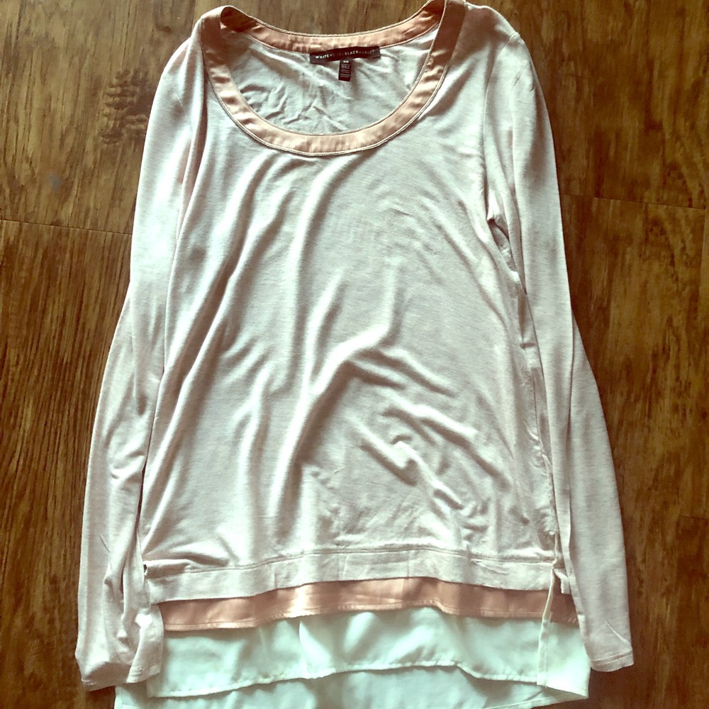 WHBM long-sleeve light pink shirt